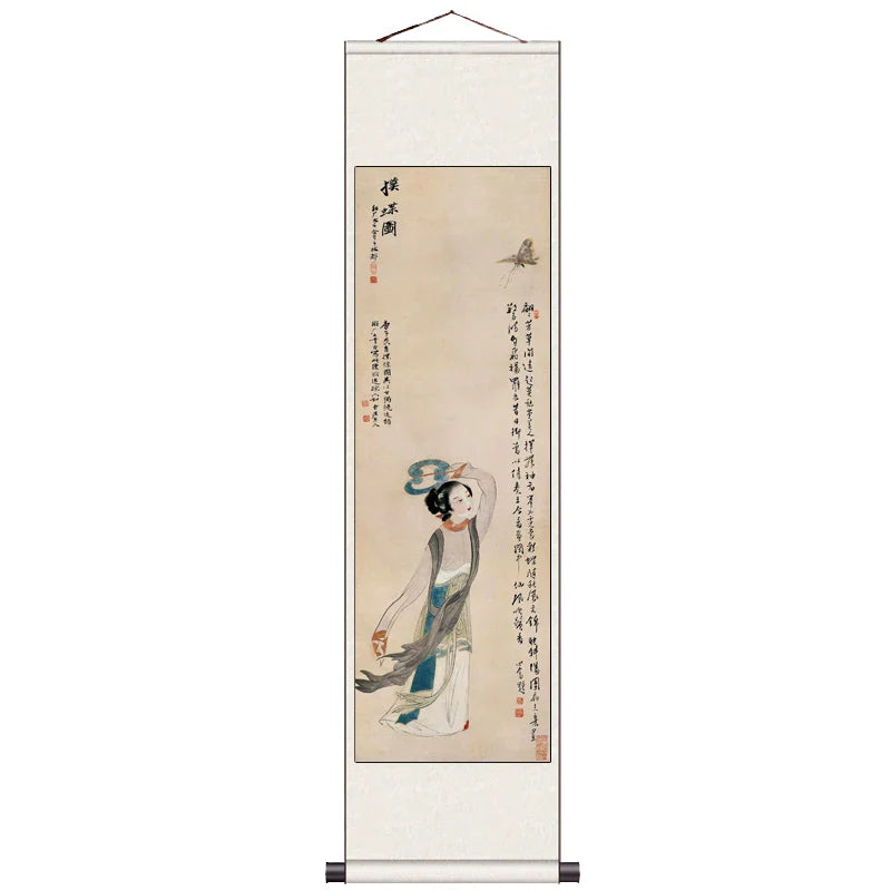 Peach Blossom Double Swallow Decorative Calligraphy and Painting Silk Gift Room Decor Aesthetic Wall Art Home Decor