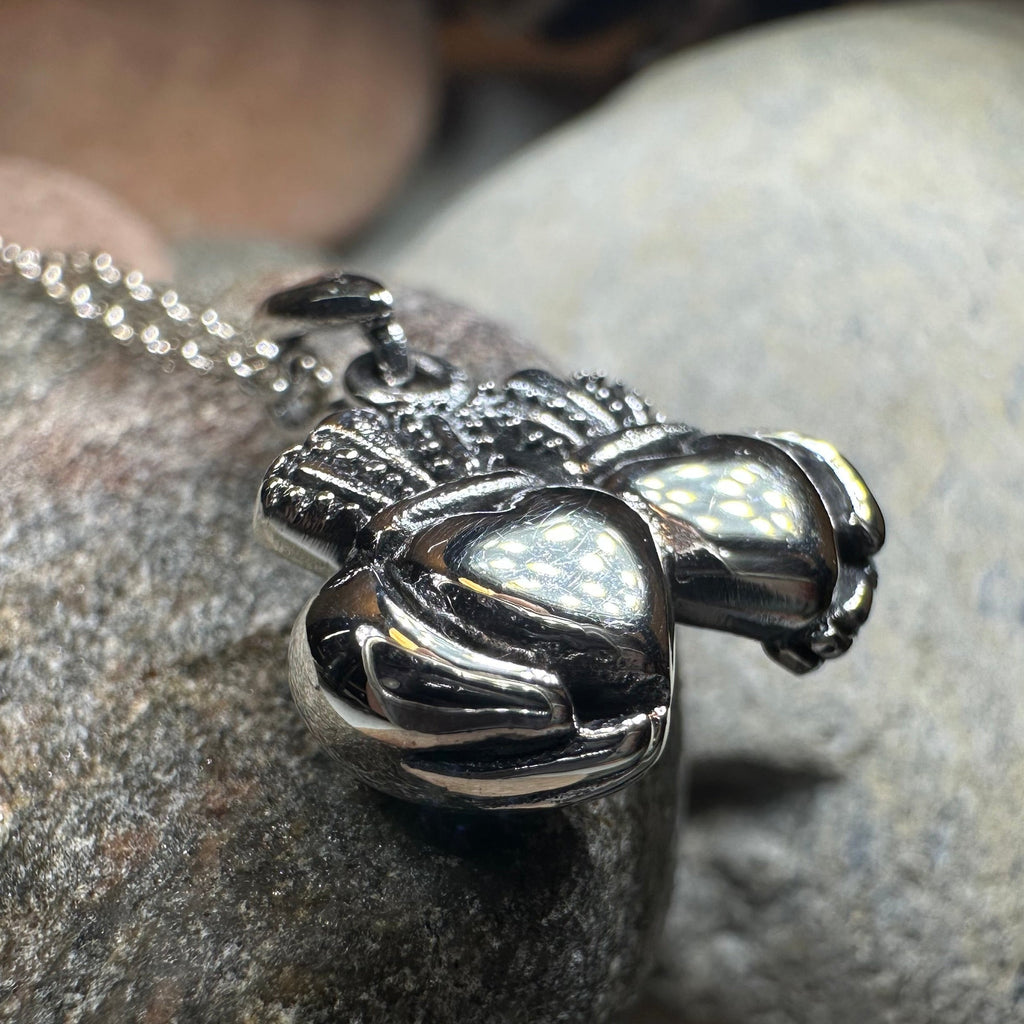 Croi Double Heart Irish Claddagh Necklace in Sterling Silver | Pendant | Wiccan Center