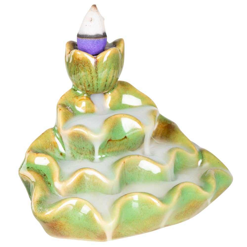 Green Lotus Backflow Incense Burner | Backflow Burners | Wiccan Center