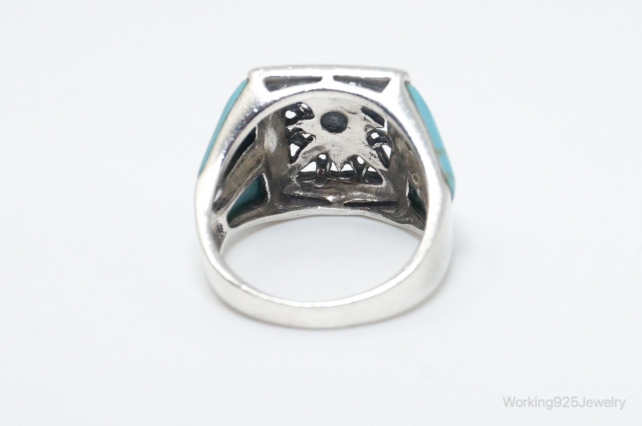 Vintage Thai Designer Turquoise Sterling Silver Ring SZ 7.75 | Jewelry > Rings | Wiccan Center