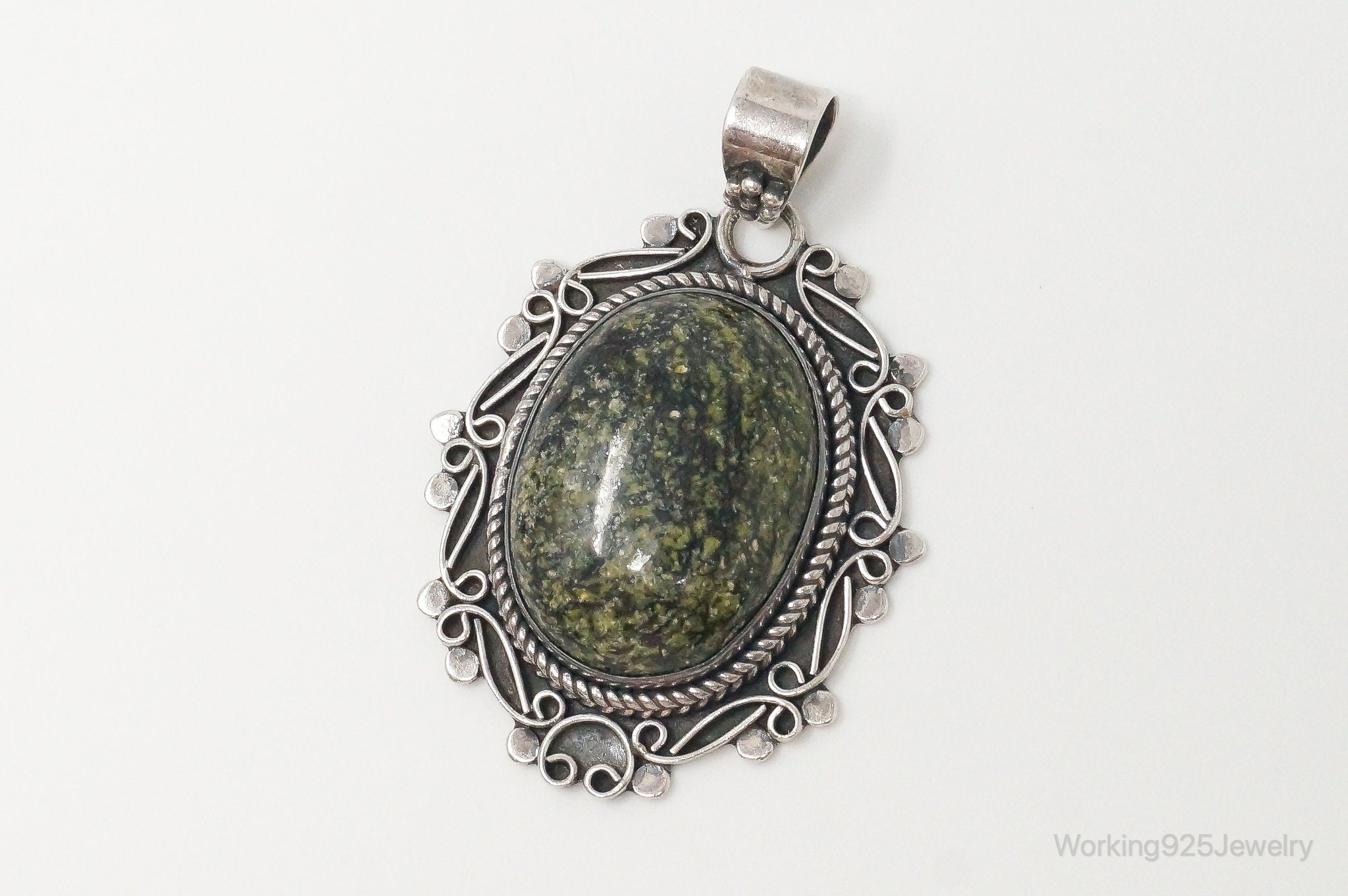 Vintage Large Southwest Style African Turquoise Sterling Silver Pendant | Jewelry > Necklaces > Pendants | Wiccan Center