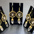 DreamCatcher Earrings Pair (Quartz Crystal)(Gold Plated)(Stainless Steel Hooks) Gemstone Jewelry Supply | Jewelry > Earrings > Dangle & Drop Earrings | Wiccan Center