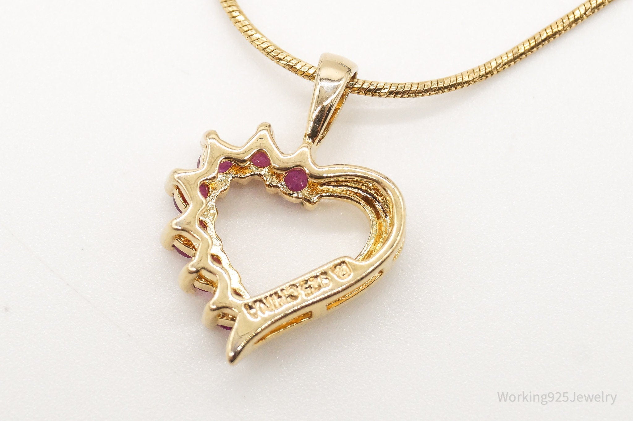 Vintage Designer Ross Simons Ruby Heart Gold Vermeil Sterling Silver Necklace | Jewelry > Necklaces > Pendants | Wiccan Center