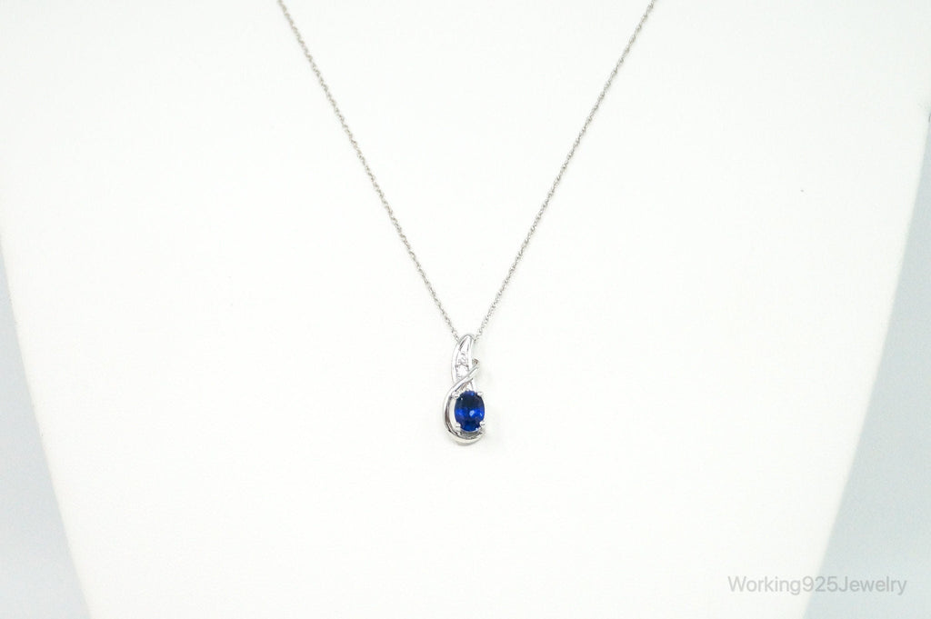 Designer SUN Lab Sapphire Cubic Zirconia Sterling Silver Necklace | Jewelry > Necklaces > Pendants | Wiccan Center