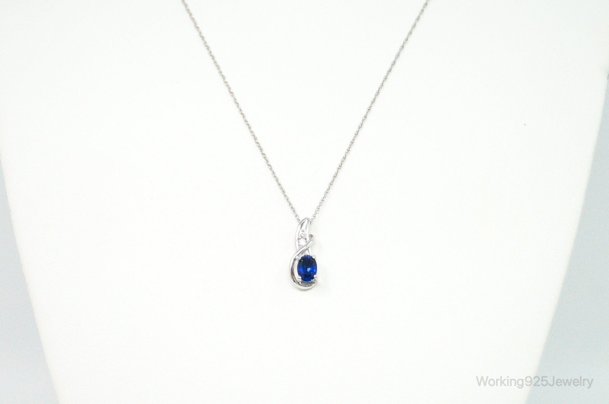 Designer SUN Lab Sapphire Cubic Zirconia Sterling Silver Necklace | Jewelry > Necklaces > Pendants | Wiccan Center