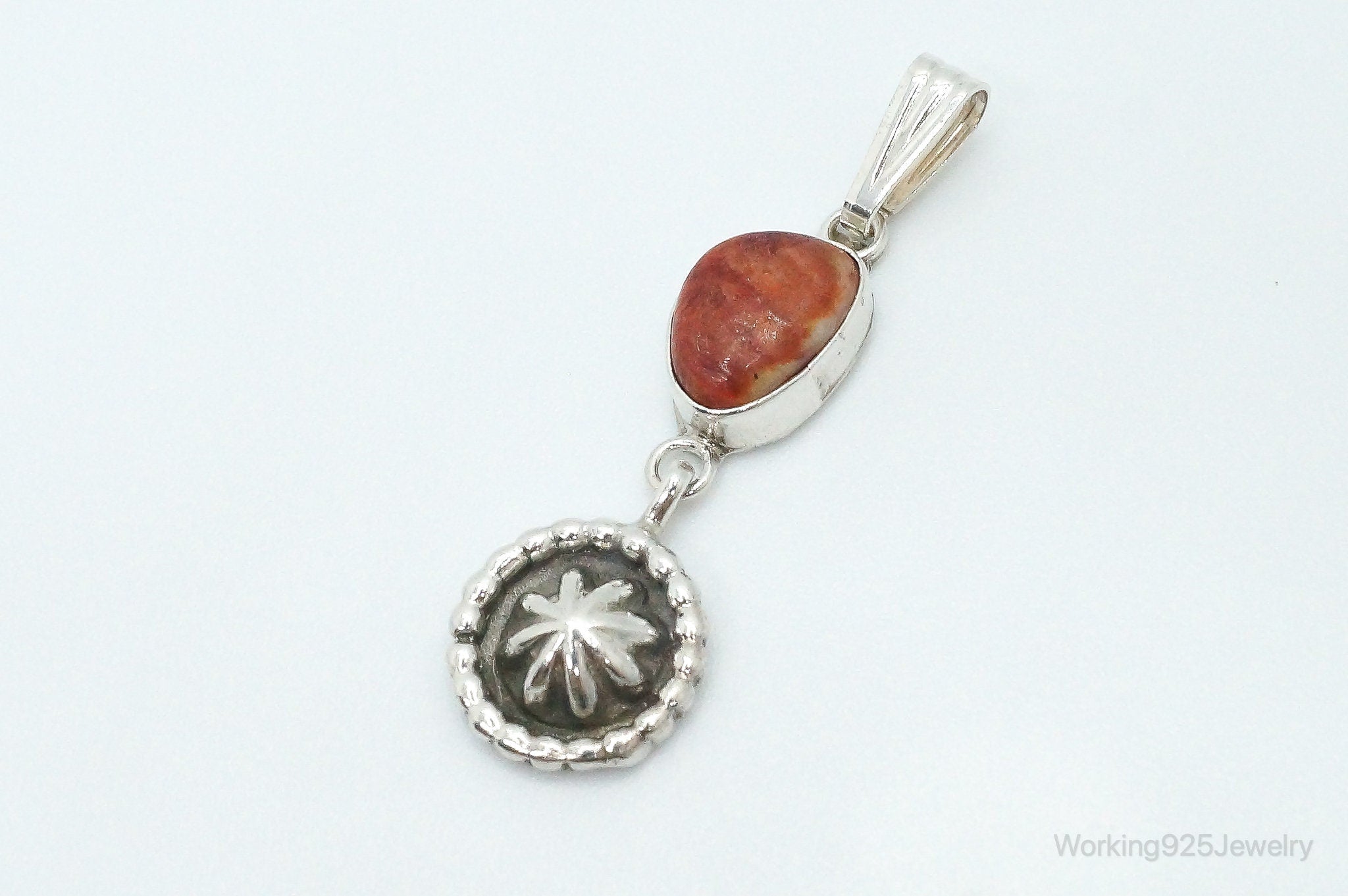 Vintage Native American Unsigned Coral Sterling Silver Pendant | Jewelry > Necklaces > Pendants | Wiccan Center
