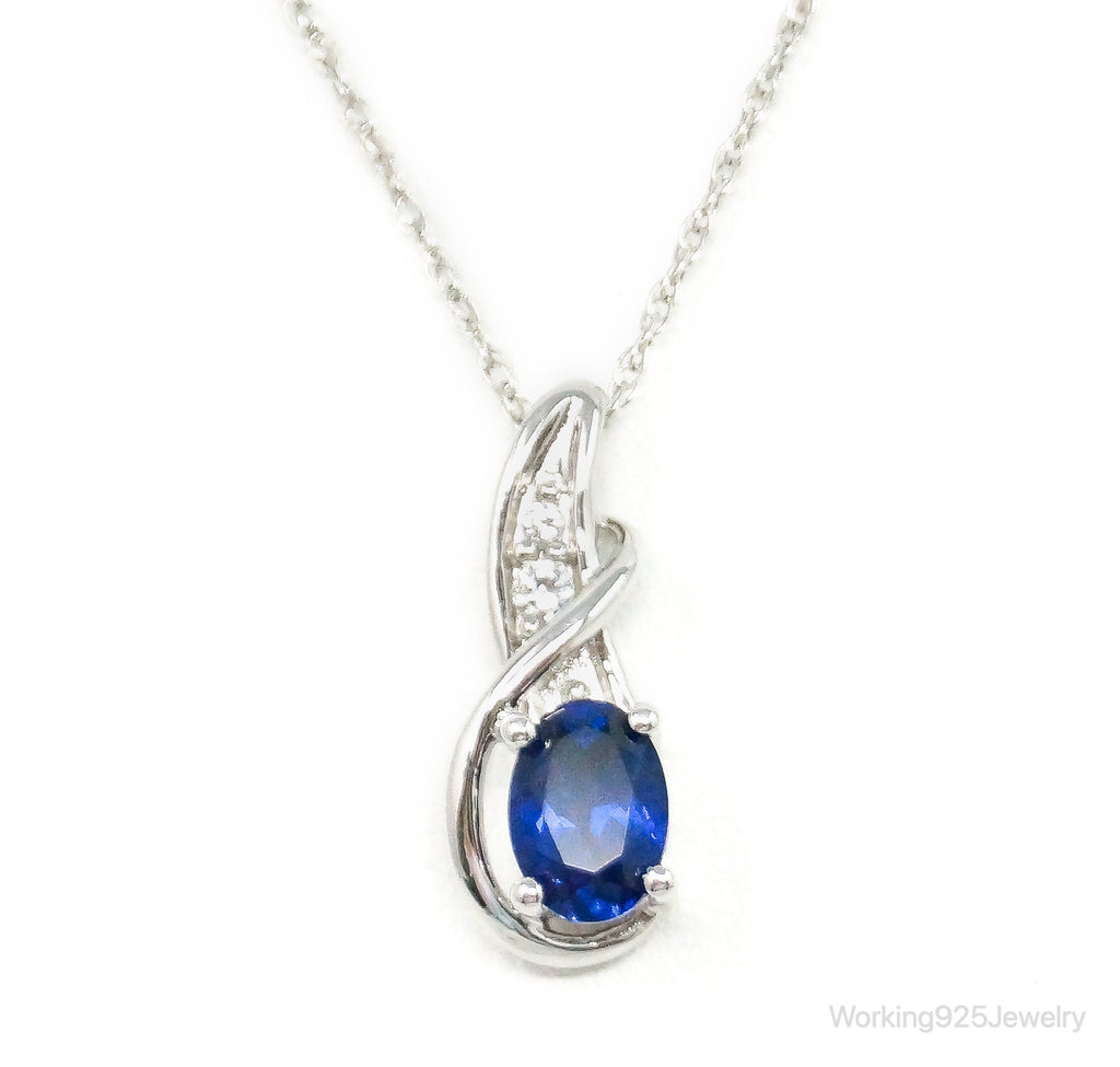 Designer SUN Lab Sapphire Cubic Zirconia Sterling Silver Necklace | Jewelry > Necklaces > Pendants | Wiccan Center