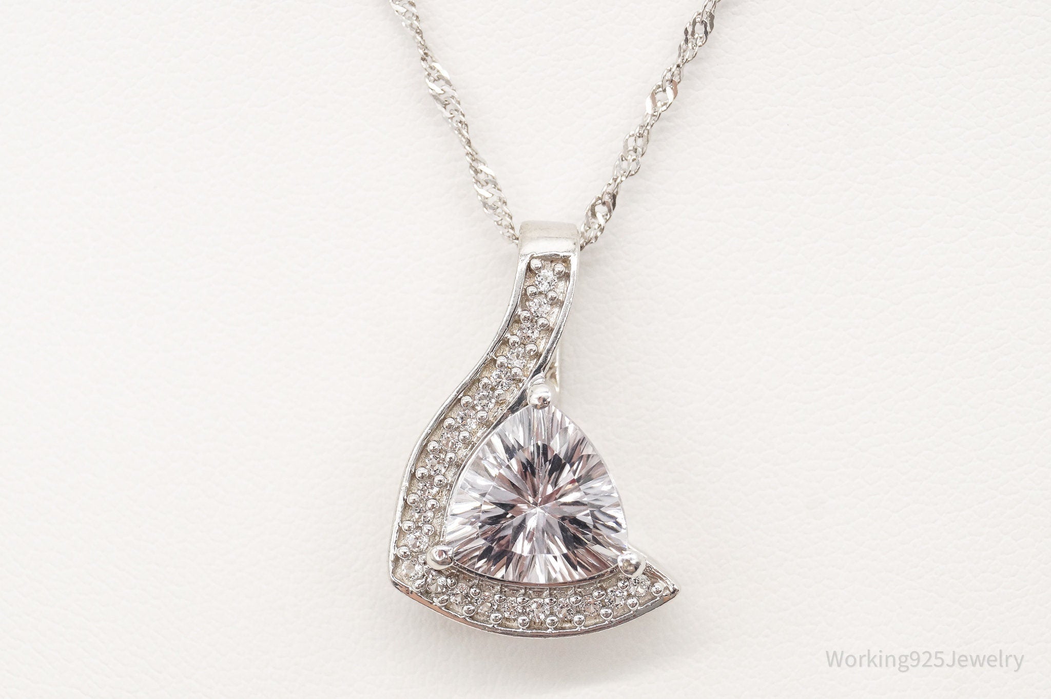 Vintage Designer TGGC Art Deco Cubic Zirconia Sterling Silver Necklace | Jewelry > Necklaces > Pendants | Wiccan Center
