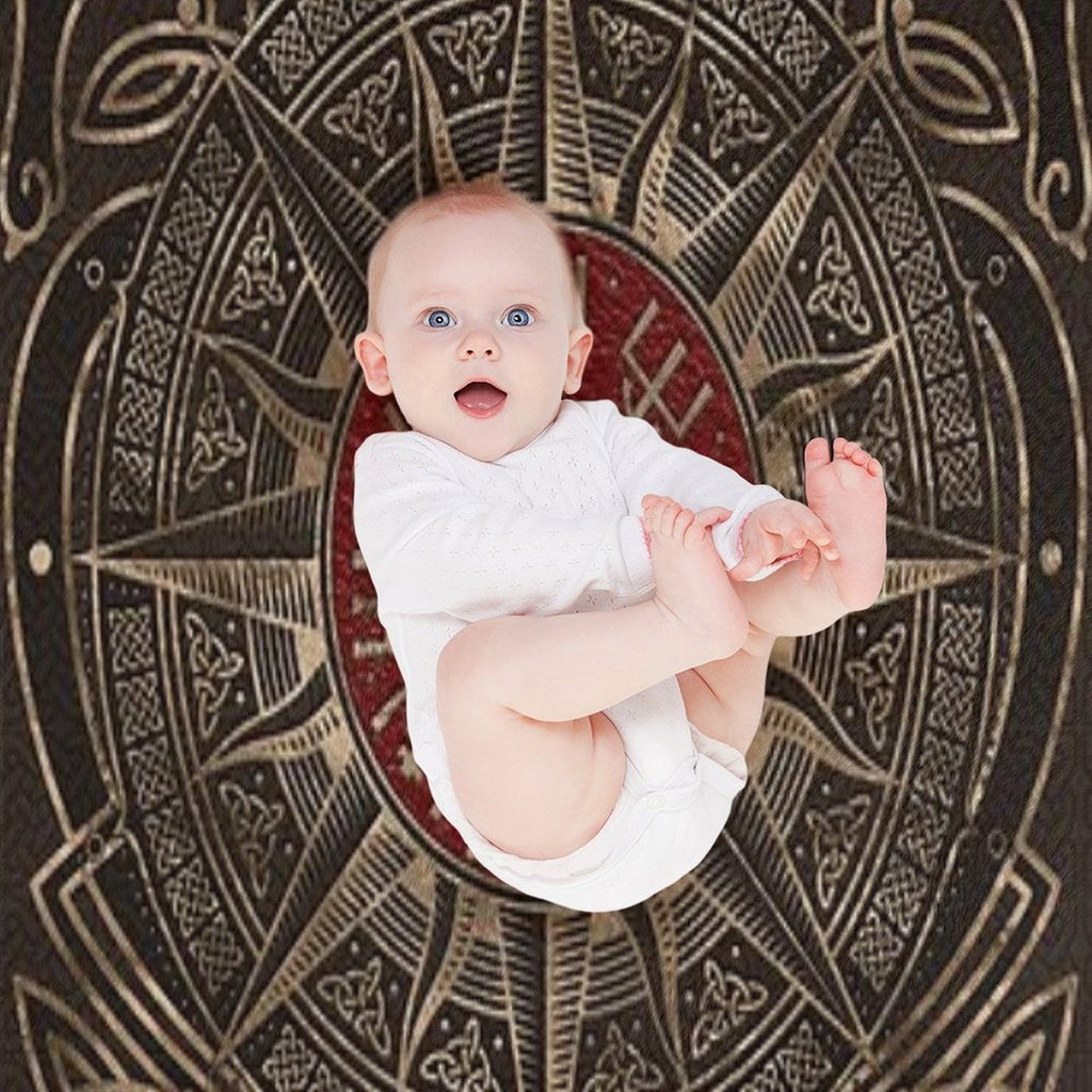 Vegvisir - Viking Compass Ornament Velvety-soft Throw Blanket