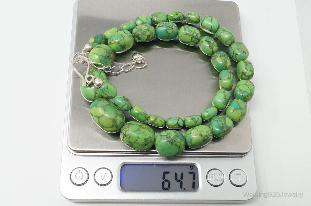 Desert Rose Trading Co Mojave Green Turquoise Sterling Silver Beaded Necklace | Jewelry > Necklaces > Pendants | Wiccan Center