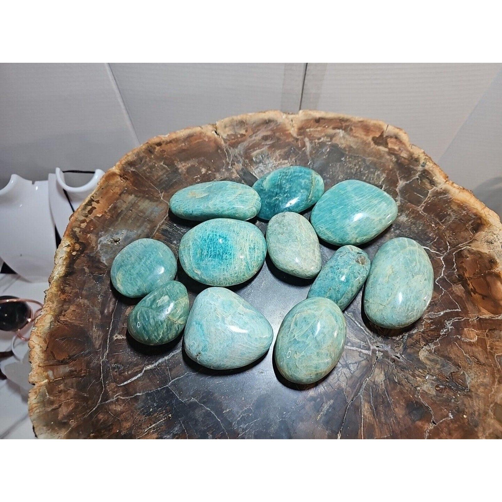 Green Amazonite Quartz Crystal Palm Stone — Large, Polished | CrystalCloud Company | Palm Stones & Tumbled Crystals | Wiccan Center