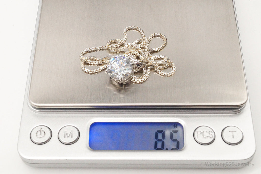 Vintage Large Cubic Zirconia Sterling Silver Necklace | Jewelry > Necklaces > Pendants | Wiccan Center