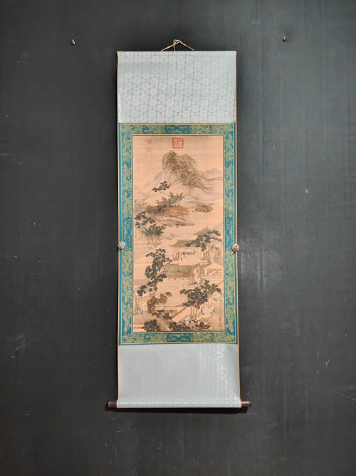 A wall scroll hanging painting of Qiu Ying's landscape on Chinese Xuan paper for the central hall decoration | | Wiccan Center