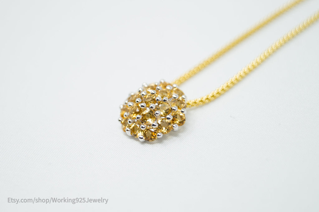Vintage Art Deco Citrine Accented Gold Vermeil Sterling Silver Necklace | Jewelry > Necklaces > Pendants | Wiccan Center