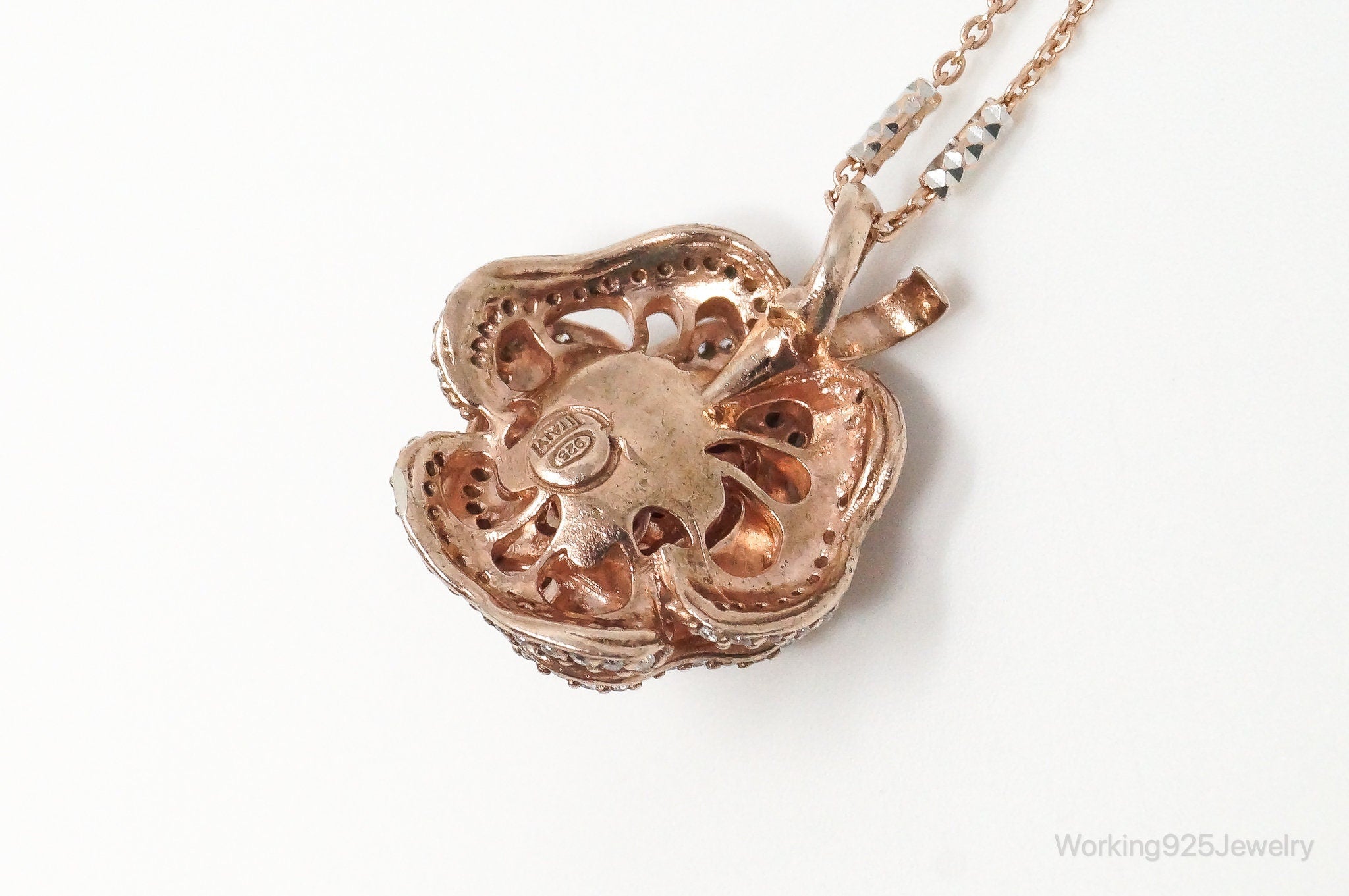 Vintage Cubic Zirconia Rose Gold Vermeil Sterling Silver Flower Necklace | Jewelry > Necklaces > Pendants | Wiccan Center