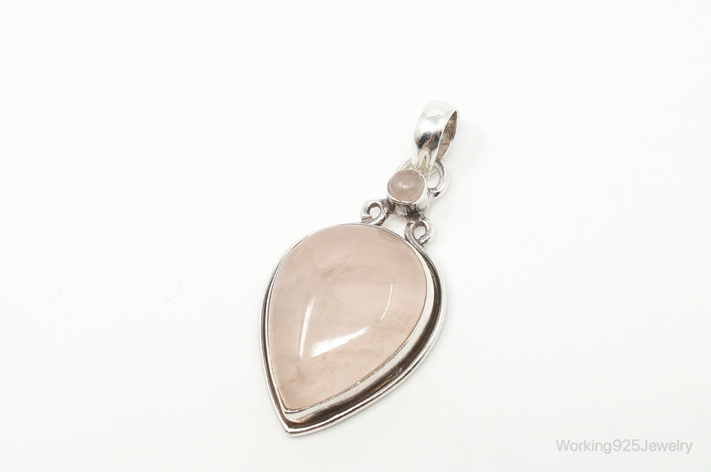 Large Vintage Rose Quartz Sterling Silver Necklace Pendant | Jewelry > Necklaces > Pendants | Wiccan Center