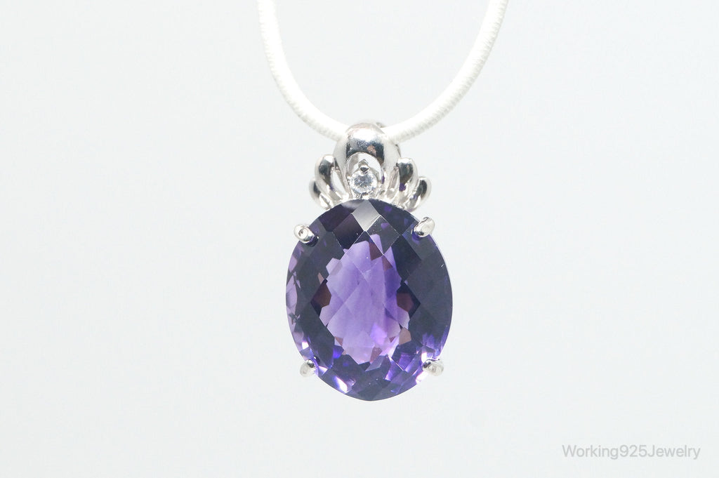 Vintage Amethyst Cubic Zirconia Sterling Silver Necklace Pendant | Jewelry > Necklaces > Pendants | Wiccan Center