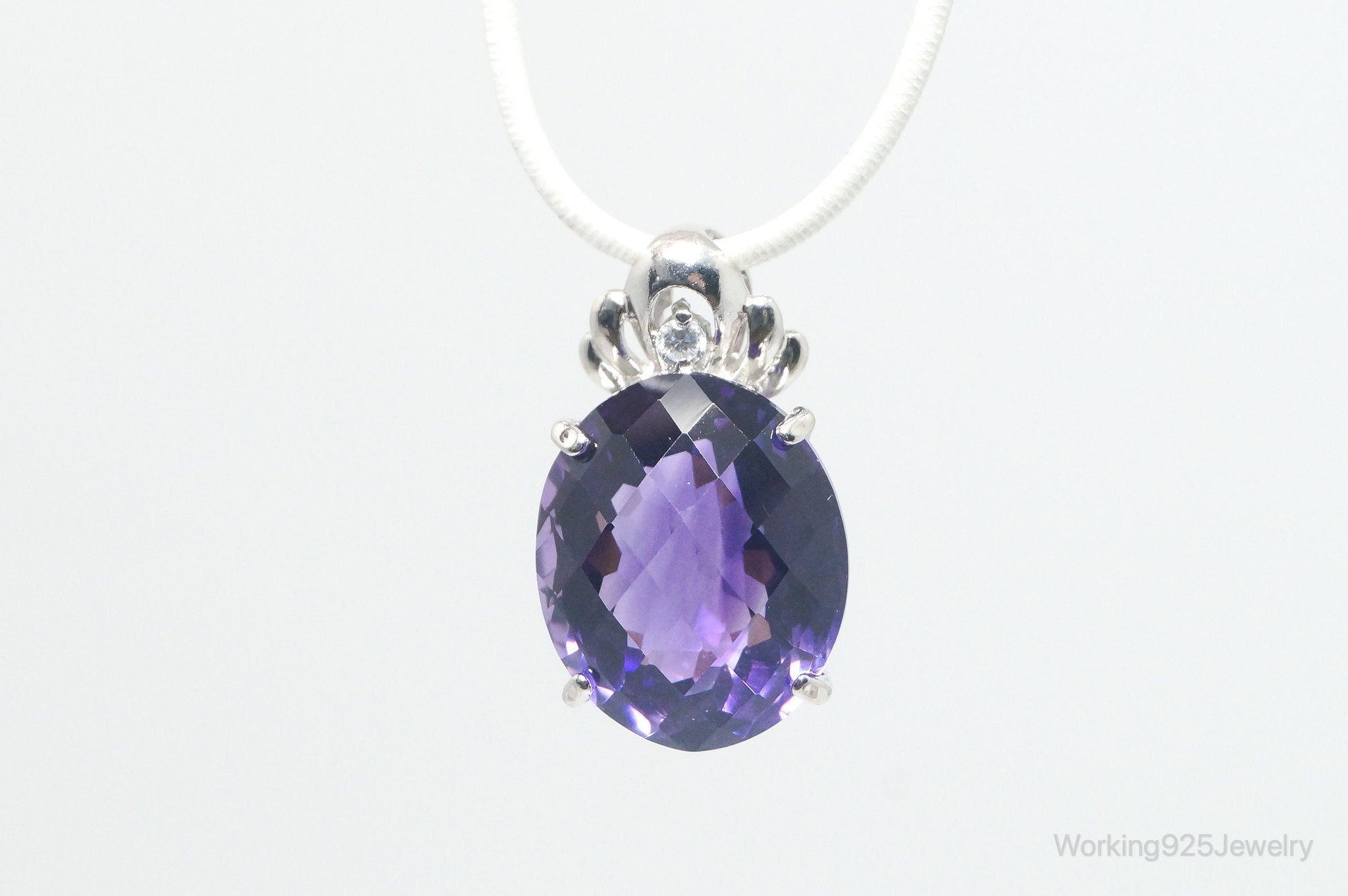 Vintage Amethyst Cubic Zirconia Sterling Silver Necklace Pendant | Jewelry > Necklaces > Pendants | Wiccan Center