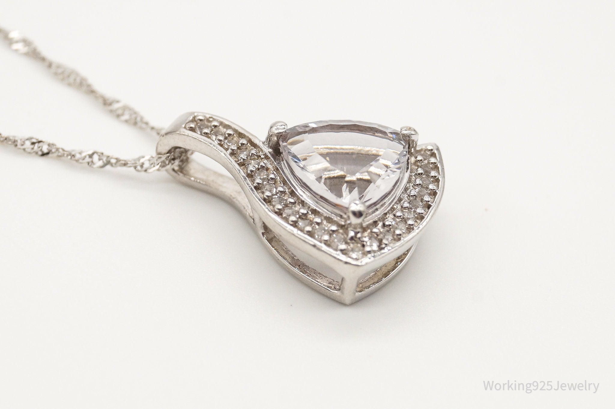 Vintage Designer TGGC Art Deco Cubic Zirconia Sterling Silver Necklace | Jewelry > Necklaces > Pendants | Wiccan Center