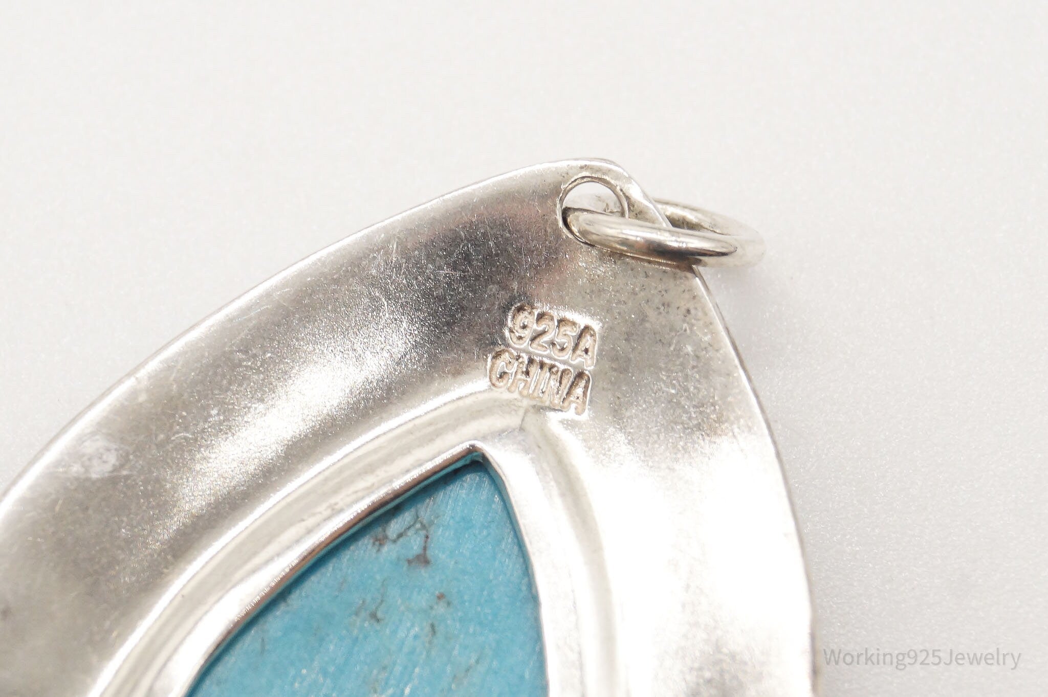 Vintage Large Turquoise Floral Etched Sterling Silver Necklace Pendant | Jewelry > Necklaces > Pendants | Wiccan Center