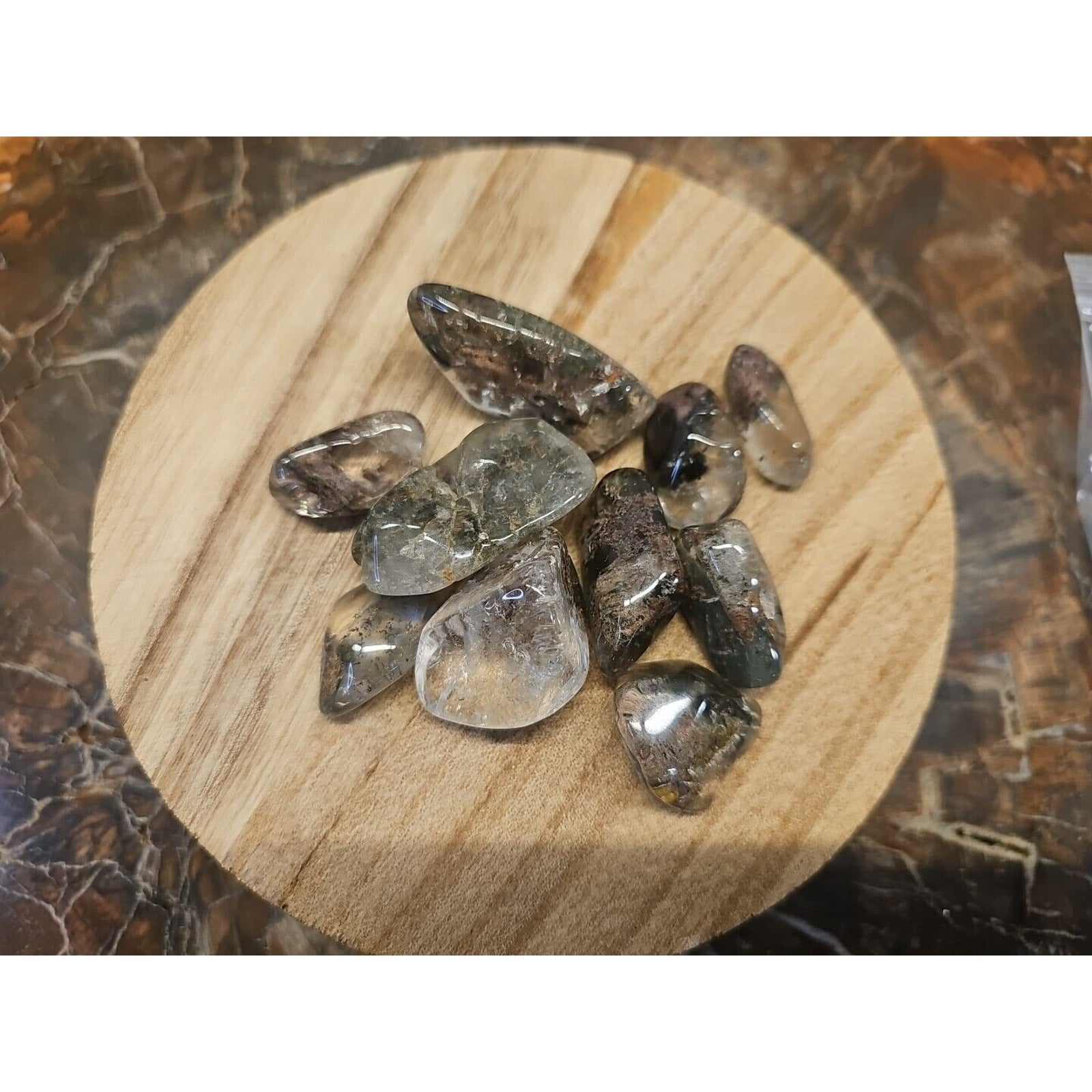 Phantom Ghost Clear Quartz Tumbled Stones — 10-Piece Set, Brazil | CrystalCloud Company