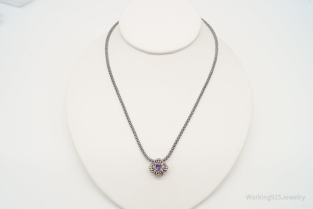 Vintage Gold Vermeil Purple Cubic Zirconia Sterling Silver Necklace | Jewelry > Necklaces > Pendants | Wiccan Center