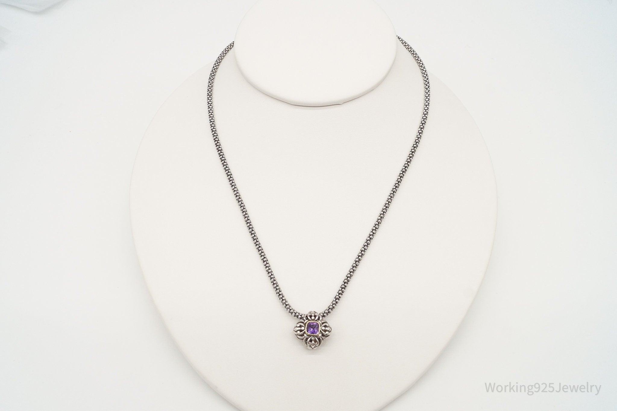 Vintage Gold Vermeil Purple Cubic Zirconia Sterling Silver Necklace | Jewelry > Necklaces > Pendants | Wiccan Center