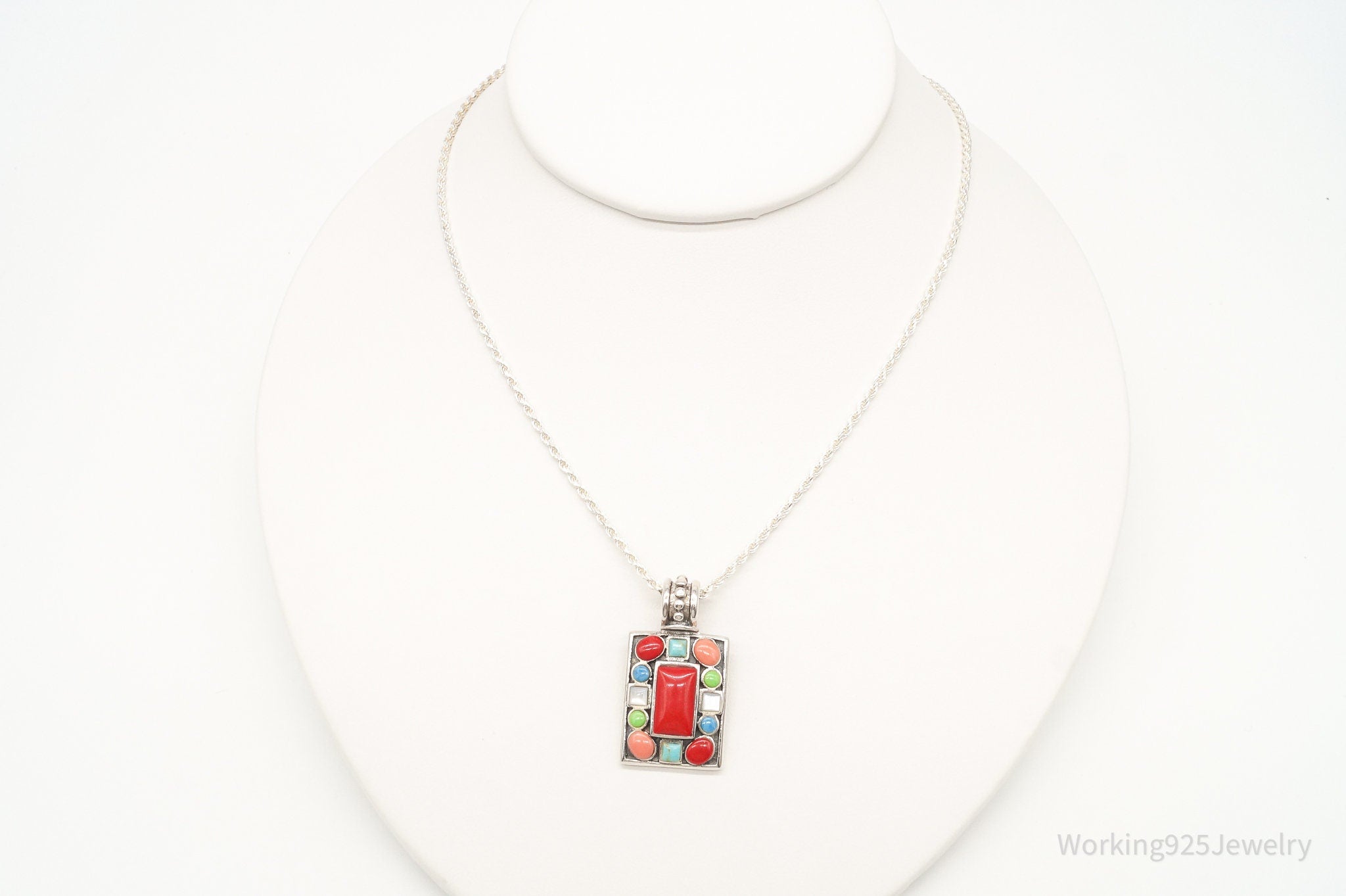 Vintage Multi Gem Sterling Silver Necklace | Jewelry > Necklaces > Pendants | Wiccan Center