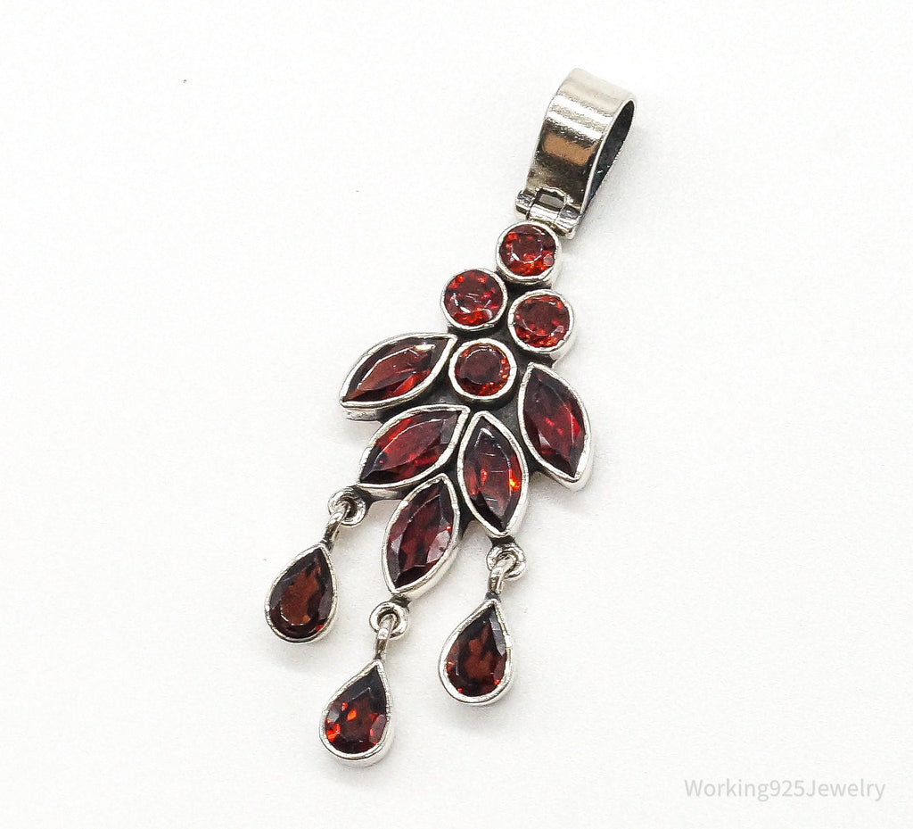 Vintage Garnet Bali Style Sterling Silver Dangle Pendant | Jewelry > Necklaces > Pendants | Wiccan Center