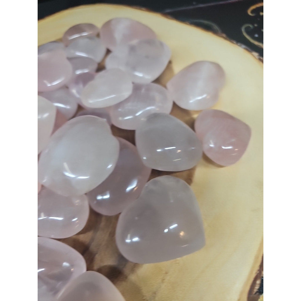 5Pcs Natural Pink Rose Quartz Crystal Heart Carved Palm Stone | Palm Stones & Tumbled Crystals | Wiccan Center