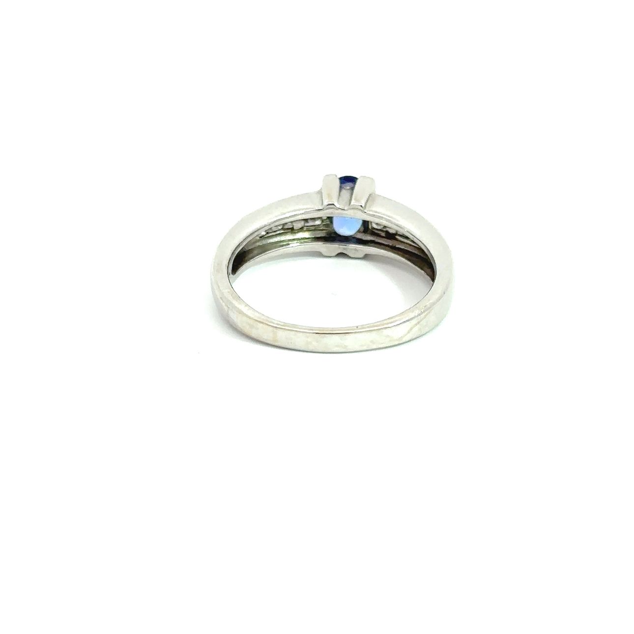 14k White Gold Natural Oval Cut Tanzanite and Princess Cut Diamond Ring | Jewelry > Rings | Wiccan Center
