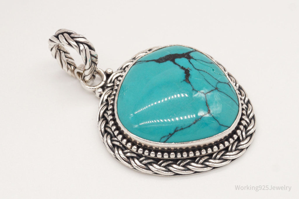 Large Vintage Designer Barse Turquoise Western Sterling Silver Pendant | Jewelry > Necklaces > Pendants | Wiccan Center