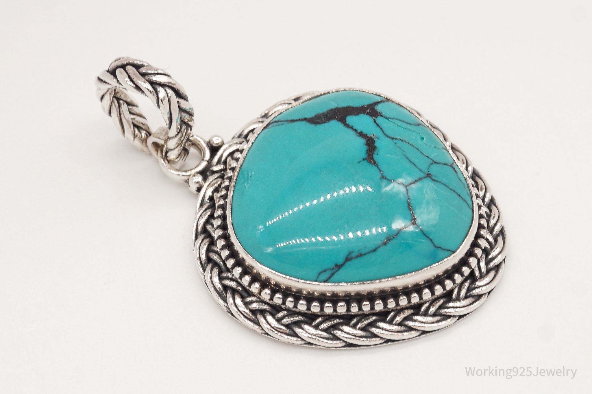 Large Vintage Designer Barse Turquoise Western Sterling Silver Pendant | Jewelry > Necklaces > Pendants | Wiccan Center