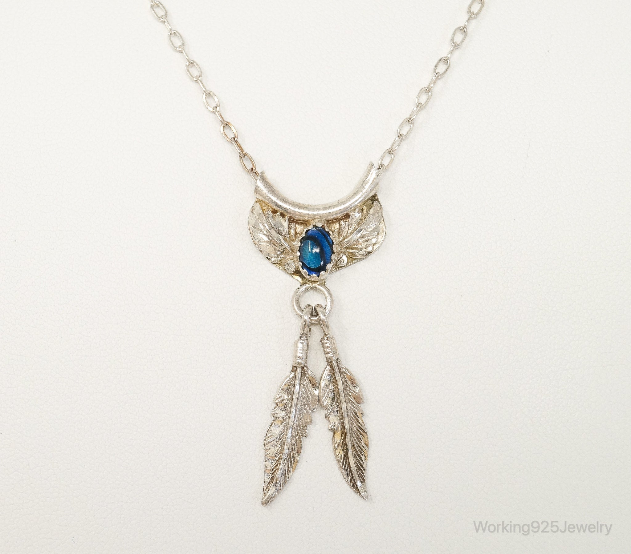 Vintage Native American Unsigned Abalone Shell Sterling Silver Necklace | Jewelry > Necklaces > Pendants | Wiccan Center