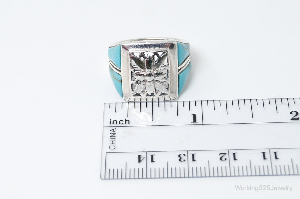Vintage Thai Designer Turquoise Sterling Silver Ring SZ 7.75 | Jewelry > Rings | Wiccan Center