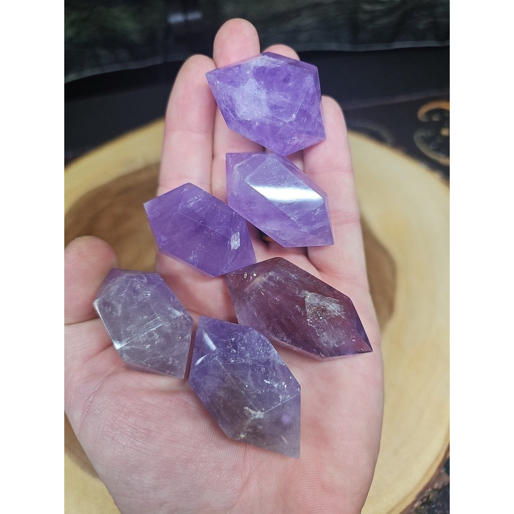 1each Natural Purple Amethyst Quartz Crystal Double Point Wand