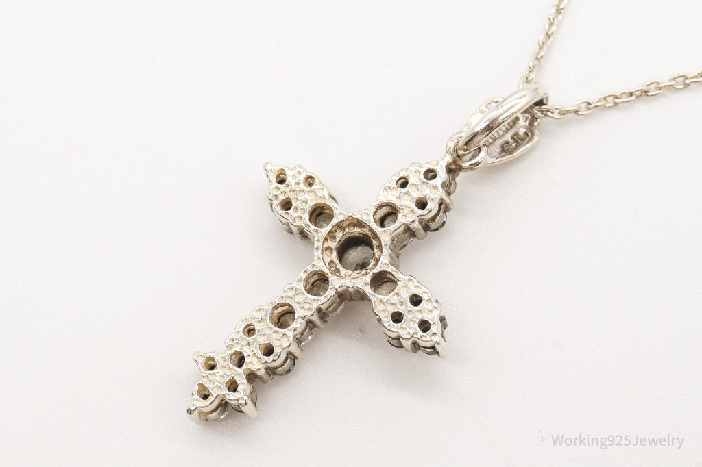 Vintage Cubic Zirconia Cross Sterling Silver Chain Necklace | Jewelry > Necklaces > Pendants | Wiccan Center