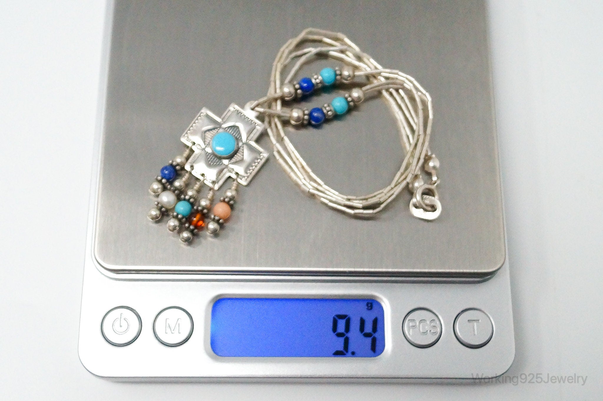 QT Turquoise Pendant On Carolyn Pollack Bead Sterling Silver Chain Necklace | Jewelry > Necklaces | Wiccan Center