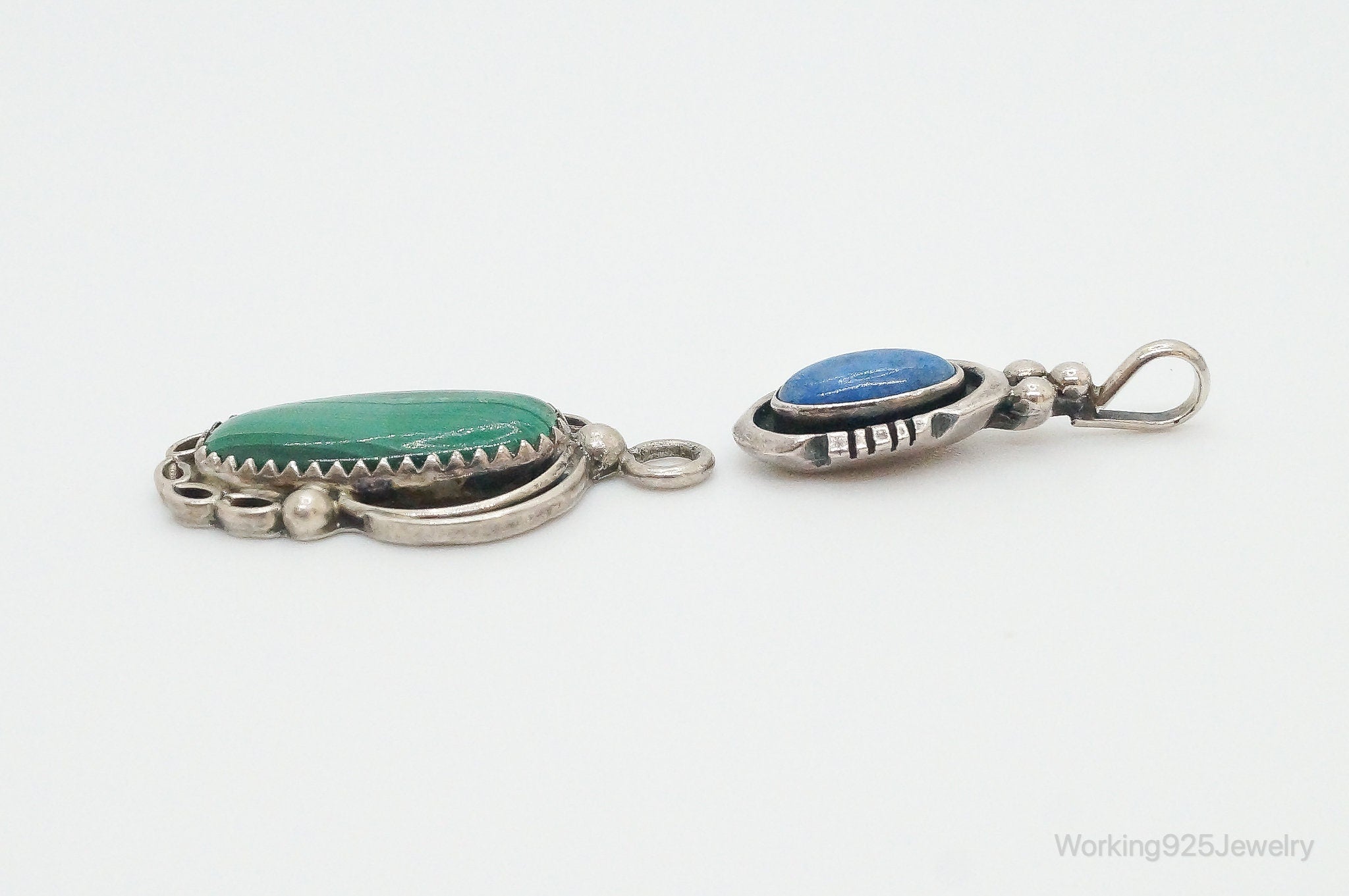 Vintage Native American Malachite Lapis Lazuli Sterling Silver Charm Pendants | Jewelry > Necklaces > Pendants | Wiccan Center