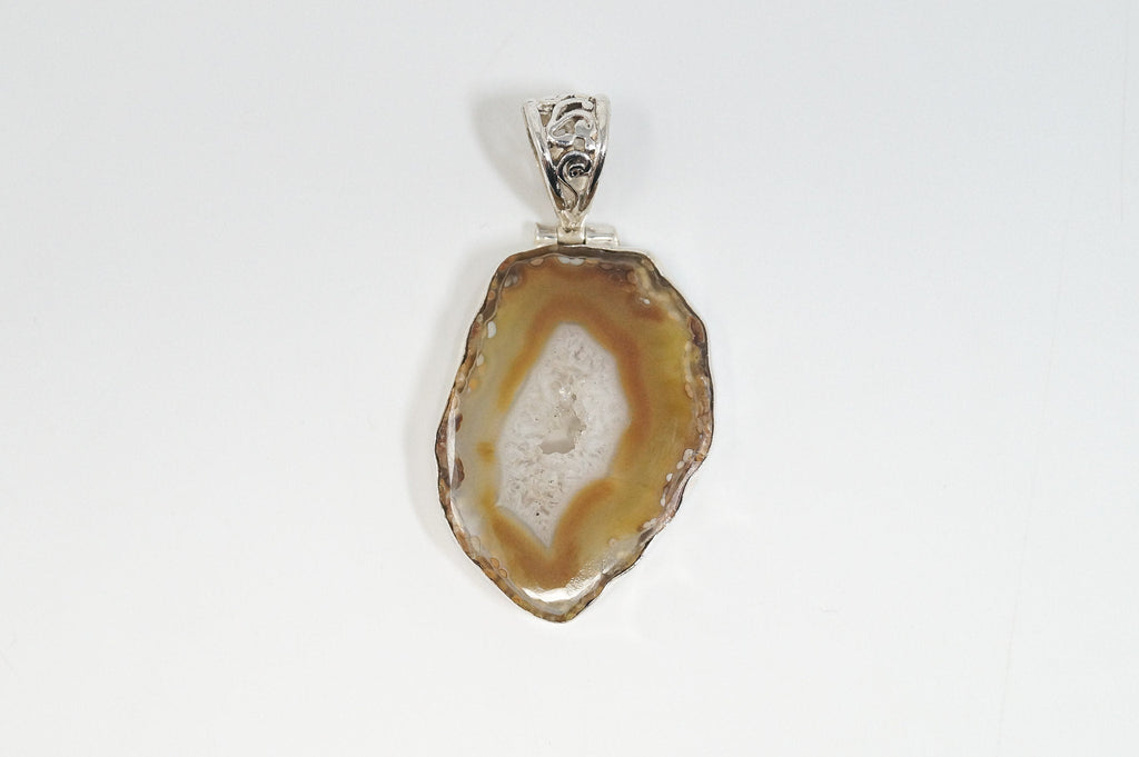 Vintage Brown Crazy Lace Agate Sterling Silver Necklace Pendant | Jewelry > Necklaces > Pendants | Wiccan Center