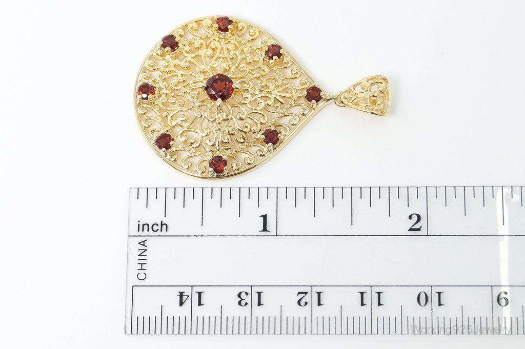Designer Ross Simons Garnet Motif Gold Over Sterling Silver Pendant | Jewelry > Necklaces > Pendants | Wiccan Center