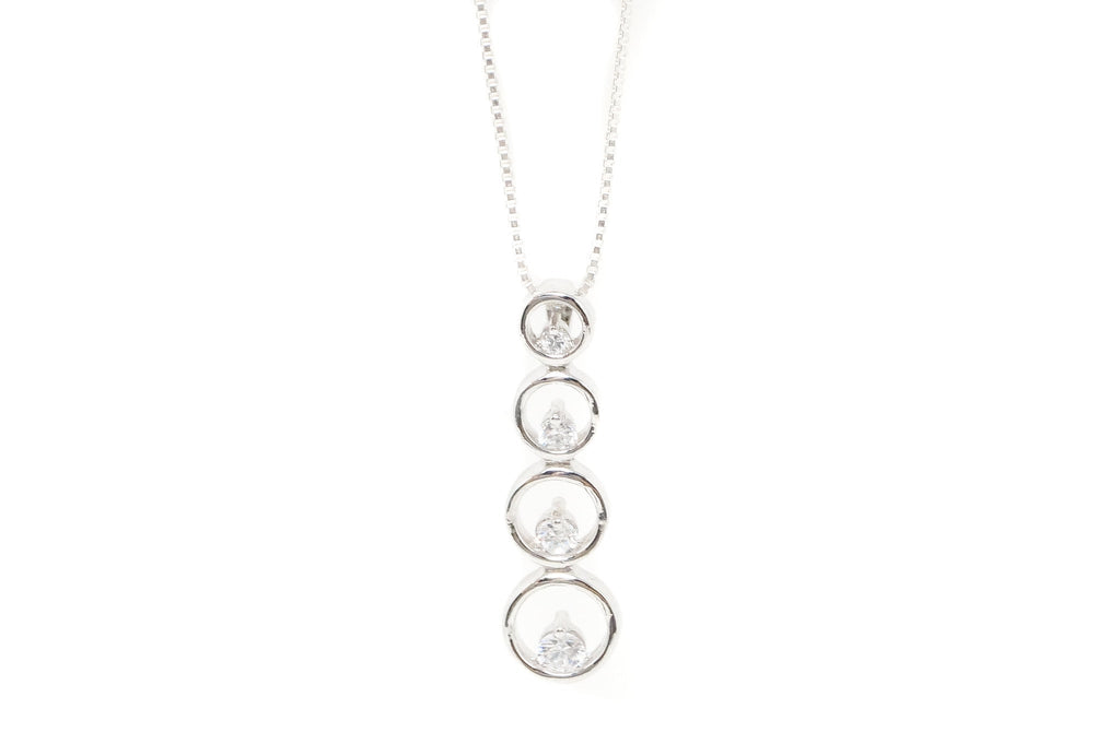 Vintage Art Deco Cubic Zirconia Circles Bubbles Sterling Silver Necklace Pendant | Jewelry > Necklaces > Pendants | Wiccan Center