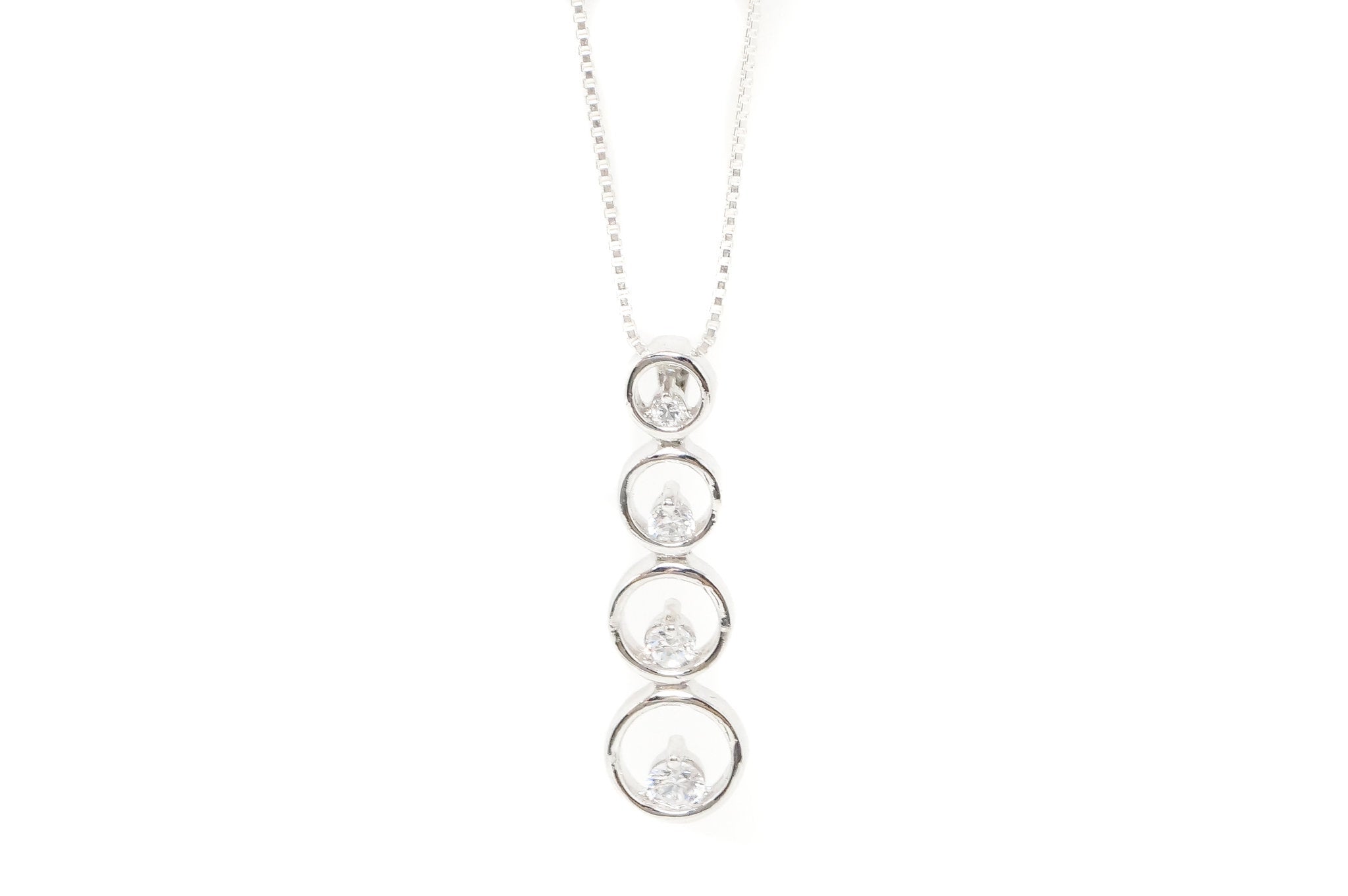Vintage Art Deco Cubic Zirconia Circles Bubbles Sterling Silver Necklace Pendant | Jewelry > Necklaces > Pendants | Wiccan Center