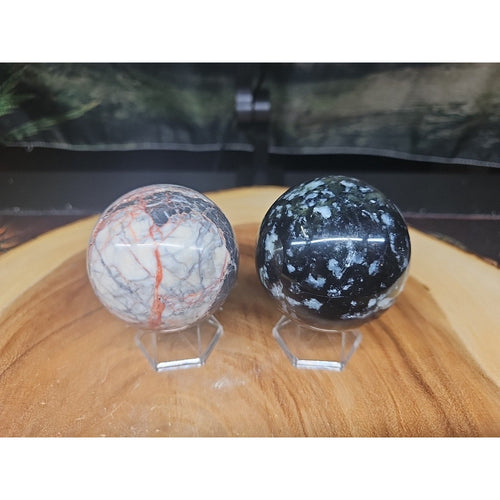 2Pcs A Set Of Natural Quartz Crystal Jasper Sphere Ball Polished 50-60mm &stand | Crystal Spheres & Eggs | Wiccan Center