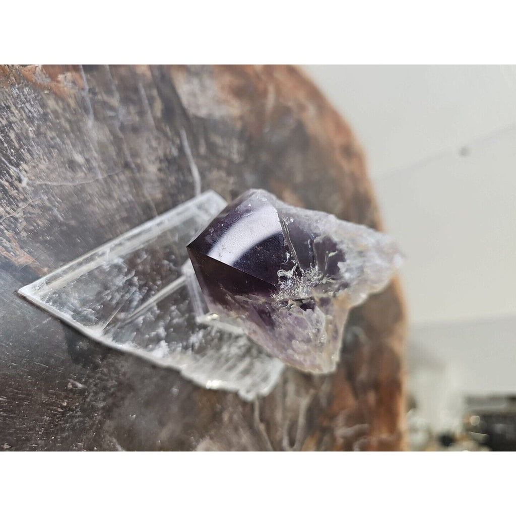 Amethyst Crystal Point with Selenite Base — 209g, Brazil | CrystalCloud Company | Crystal Points & Towers | Wiccan Center