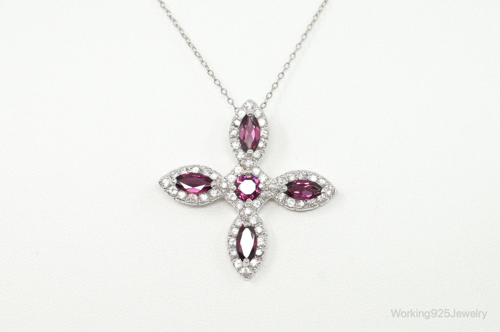 Large Rhodolite Garnet Cubic Zirconia Sterling Silver Necklace | Jewelry > Necklaces > Pendants | Wiccan Center