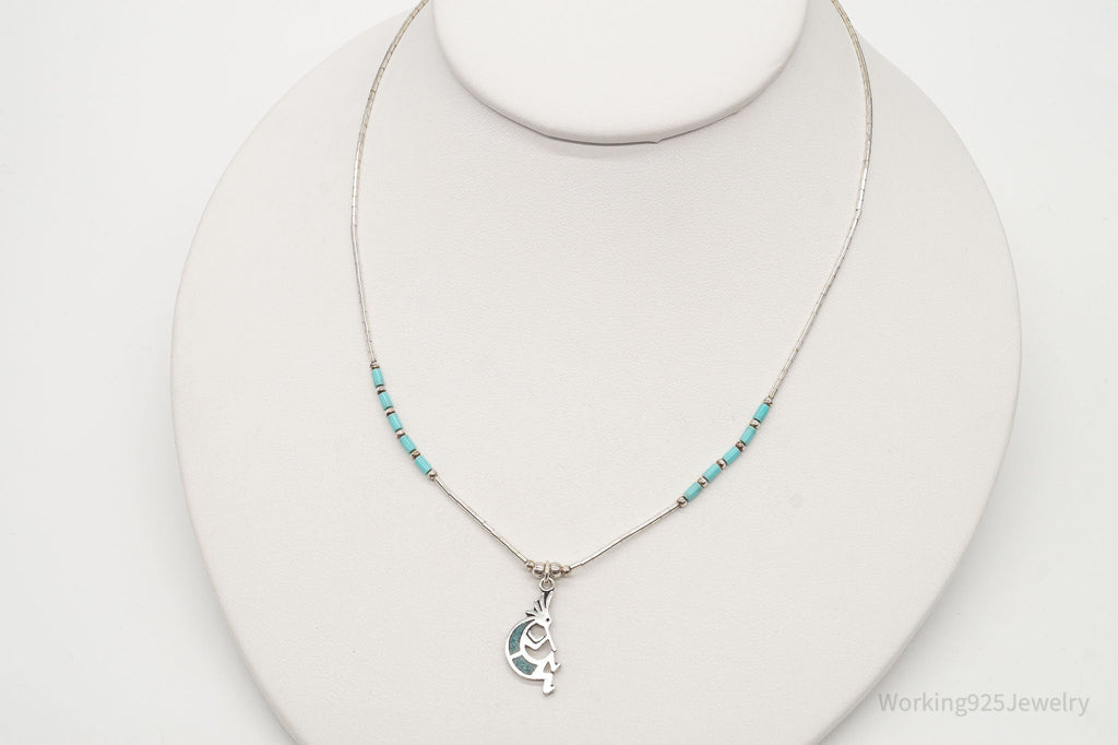 Vintage Native America Turquoise Dancing Kokopelli Sterling Silver Necklace | Jewelry > Necklaces > Pendants | Wiccan Center