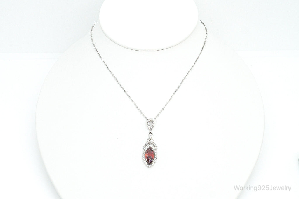 Garnet Cubic Zirconia Sterling Silver Necklace | Jewelry > Necklaces > Pendants | Wiccan Center