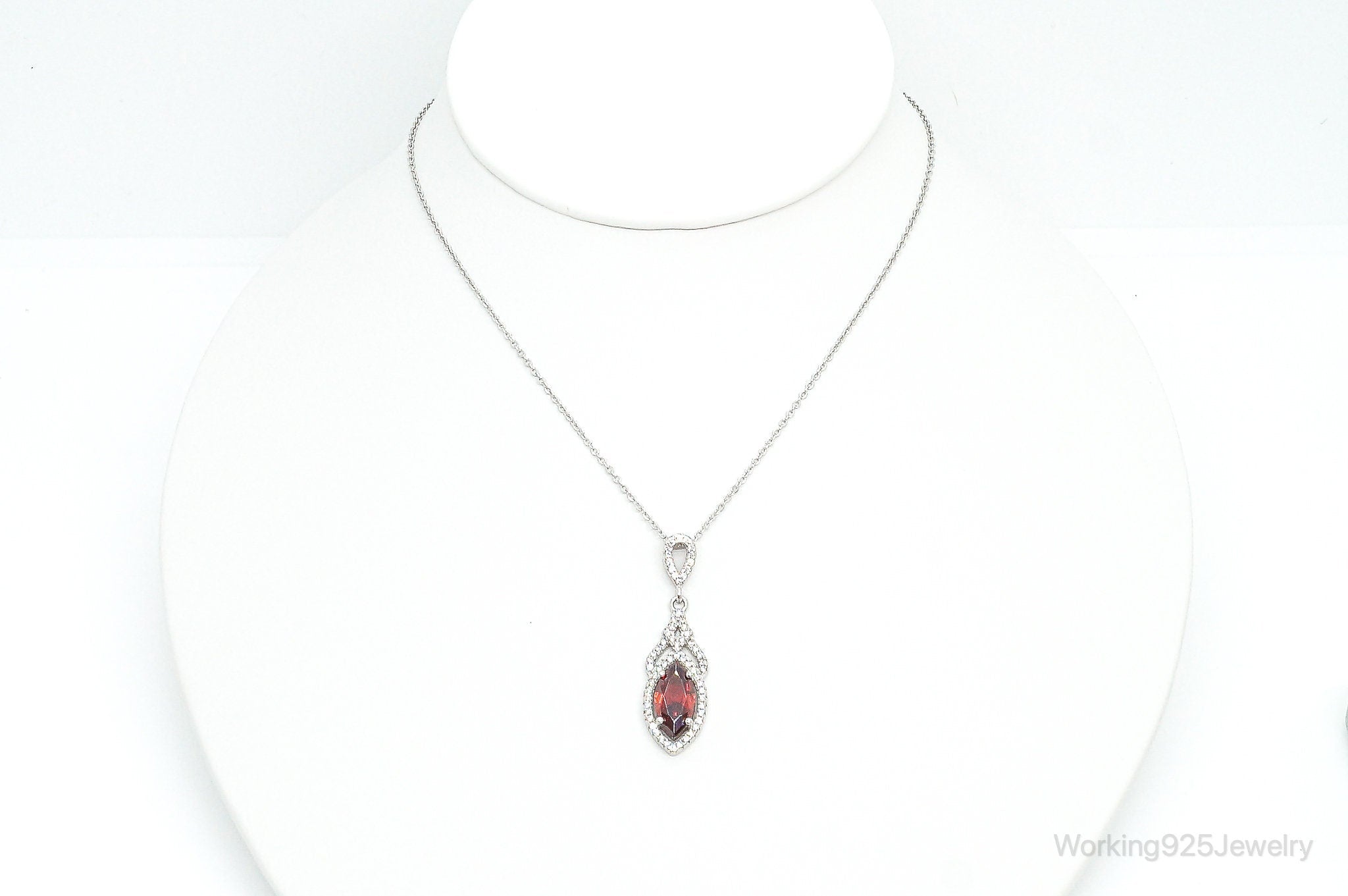 Garnet Cubic Zirconia Sterling Silver Necklace | Jewelry > Necklaces > Pendants | Wiccan Center