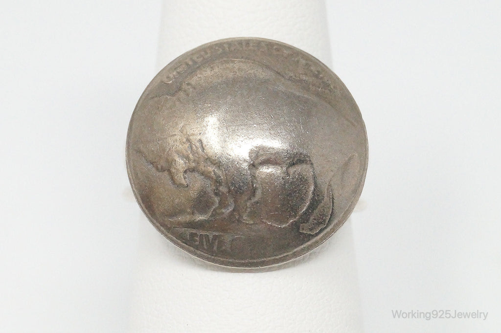 Vintage Buffalo Nickel Coin Sterling Silver Ring - Size 8.5 | Jewelry > Rings | Wiccan Center